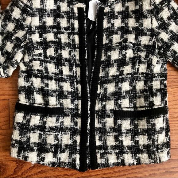 Iro Pelipa Blazer Houndstooth Tweed Open Black White Jacket Women’s Size 2 (32) - Picture 6 of 13
